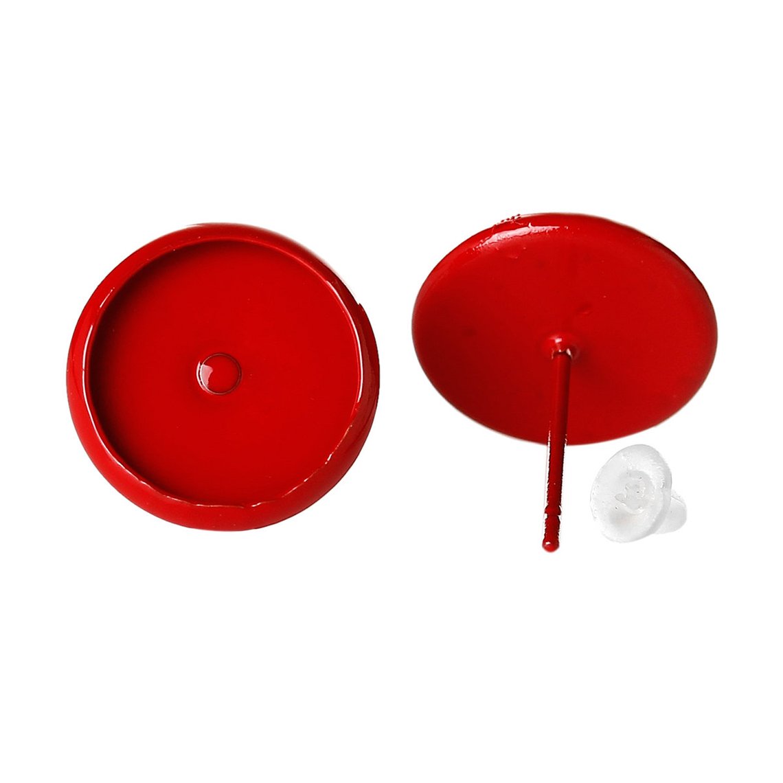 12mm Glue Pad Setting Red Earring Posts Studs Settings Bezels Cabochons Tacks 10 pcs