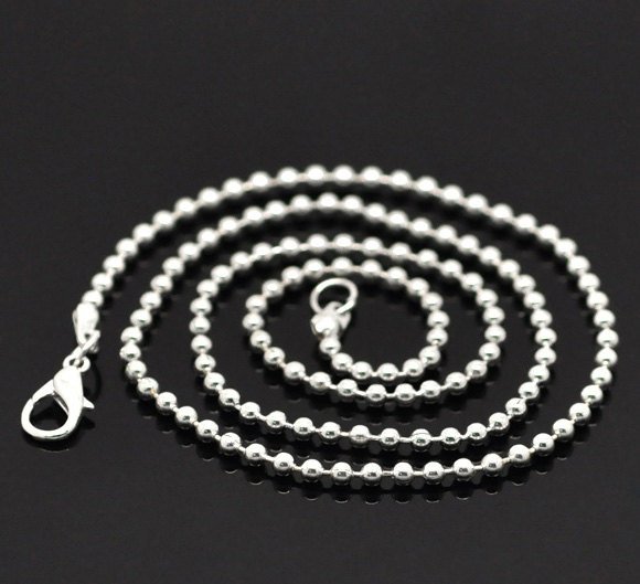 N087 12 pcs. Silver Plated Ball Chain Necklaces with Lobster Clasps