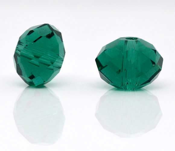20 pcs 8mm Hole Size: 1.3mm Malachite Green Crystal Quartz Faceted Rondelle Beads