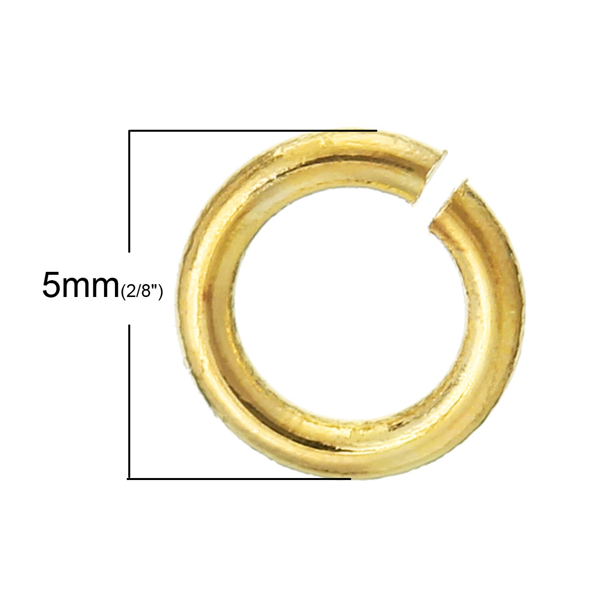 J222 200 pcs 18K Gold Plated Open Jump Rings 5mm 21 Gauge (0.7mm