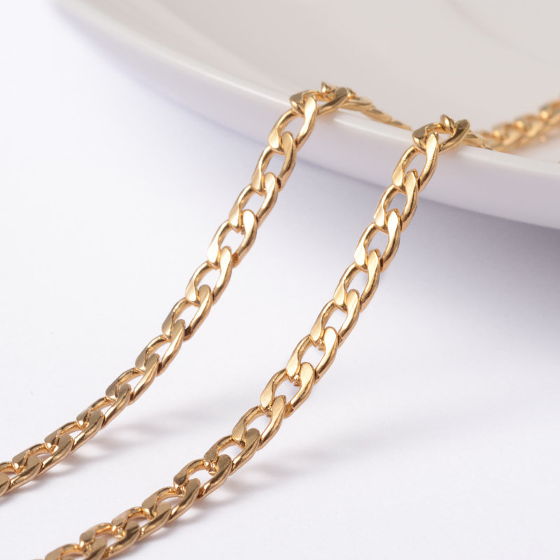 N155 10M (32.8ft) 304 Stainless Steel Golden Twisted Curb Chain