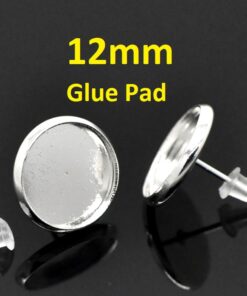12mm Glue Pad Setting Red Earring Posts Studs Settings Bezels Cabochons Tacks 10 pcs