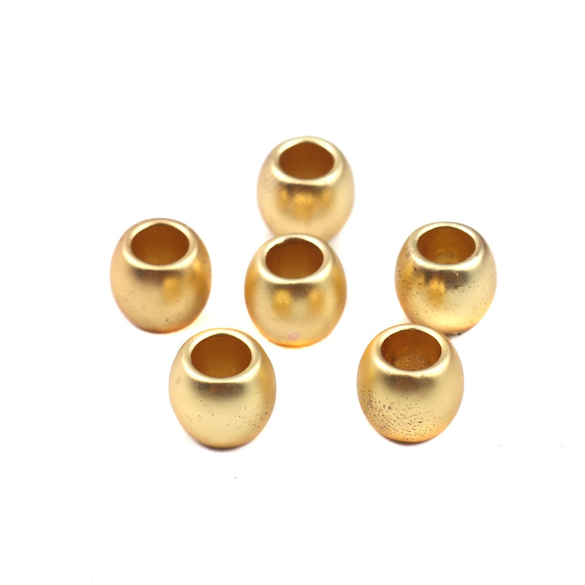 9mm Hole 10 pcs Gold Plated Smooth Drum METAL Spacer Beads 4.9mm MATTE 