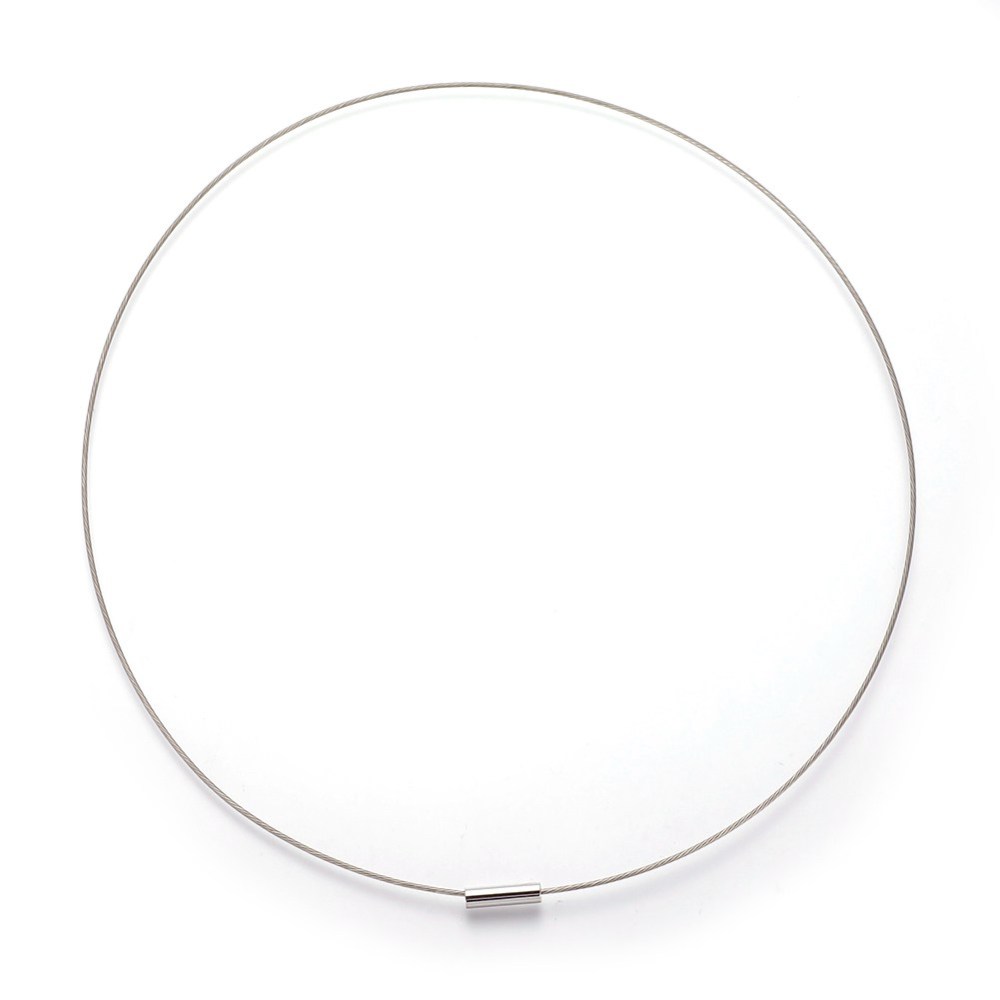 N052 10 pcs. Steel Memory Wire Choker Coated Necklaces with Silver